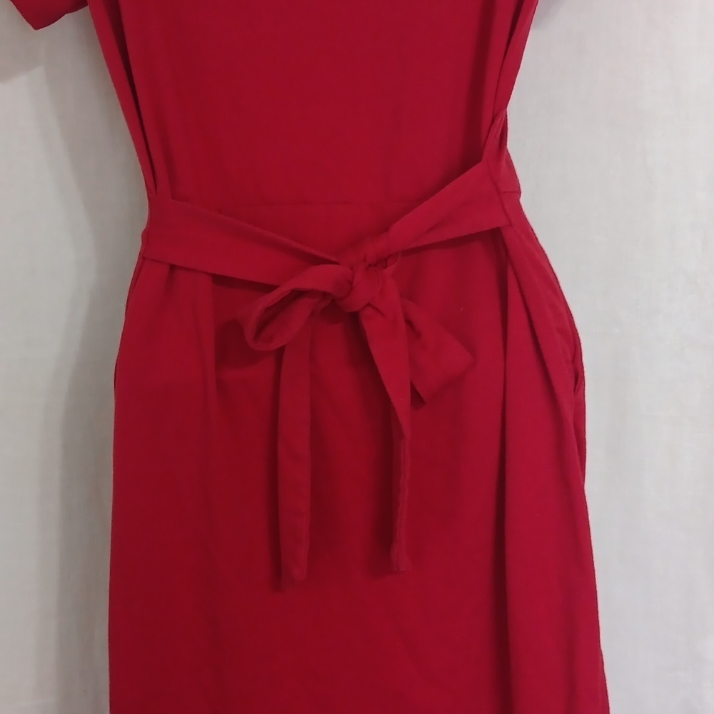Red T-Shirt Dress with Tie Size Medium - Picture 3 of 5